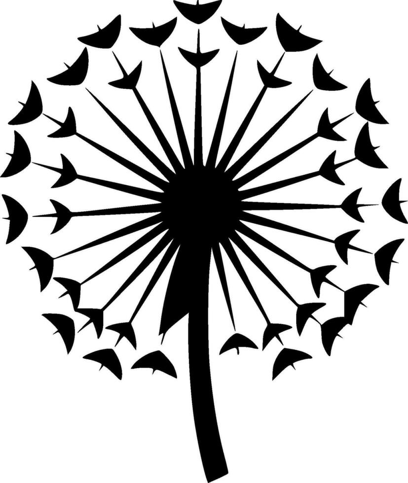 Dandelion - Black and White Isolated Icon - Vector illustration