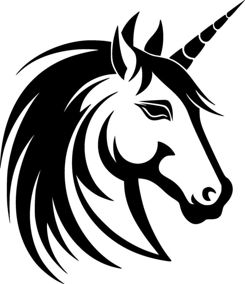 unicornio, negro y blanco vector ilustración