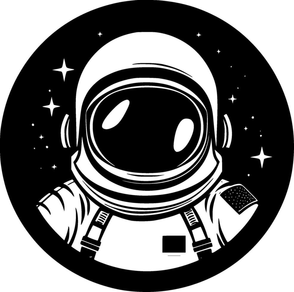 astronauta, negro y blanco vector ilustración