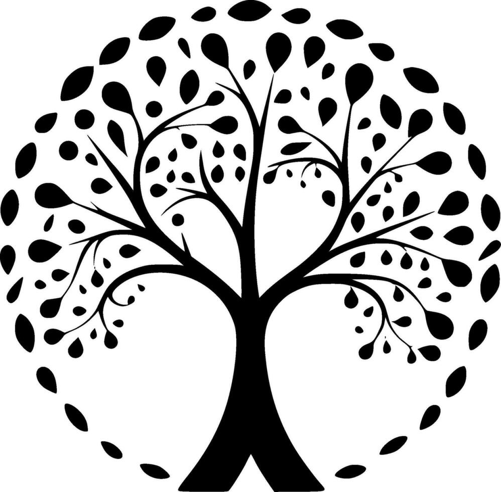 árbol, negro y blanco vector ilustración