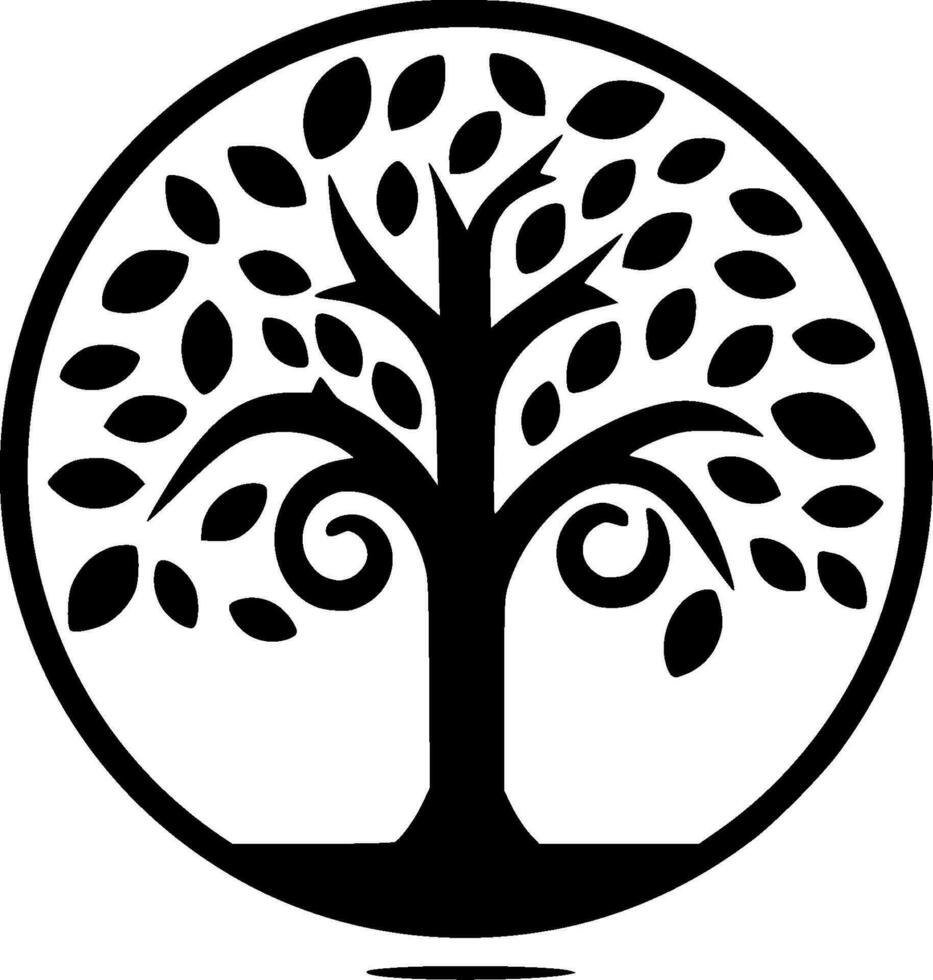 árbol - negro y blanco aislado icono - vector ilustración