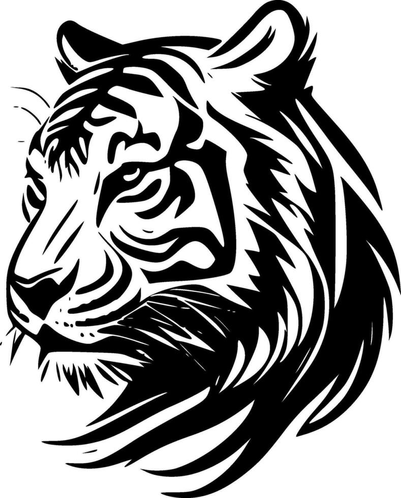 Tiger - Black and White Isolated Icon - Vector illustration