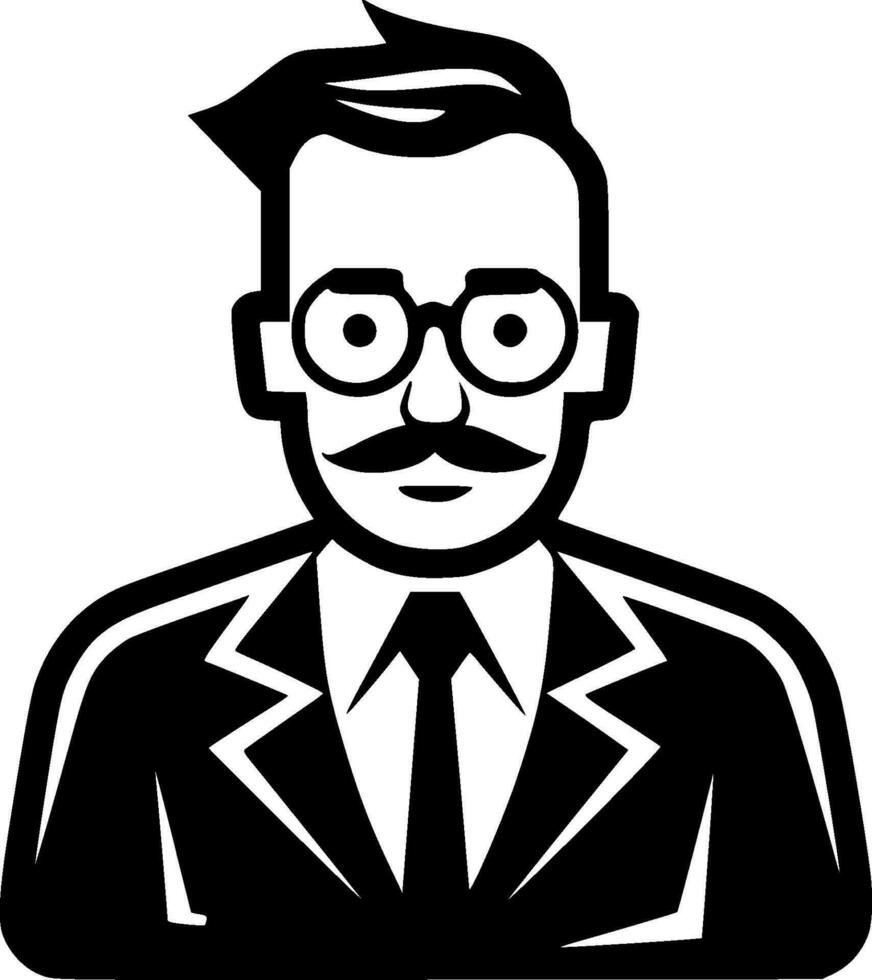 Teacher, Black and White Vector illustration