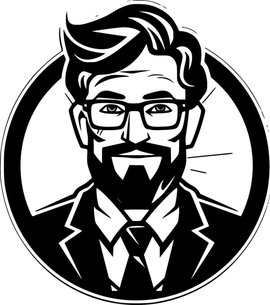 profesor - negro y blanco aislado icono - vector ilustración