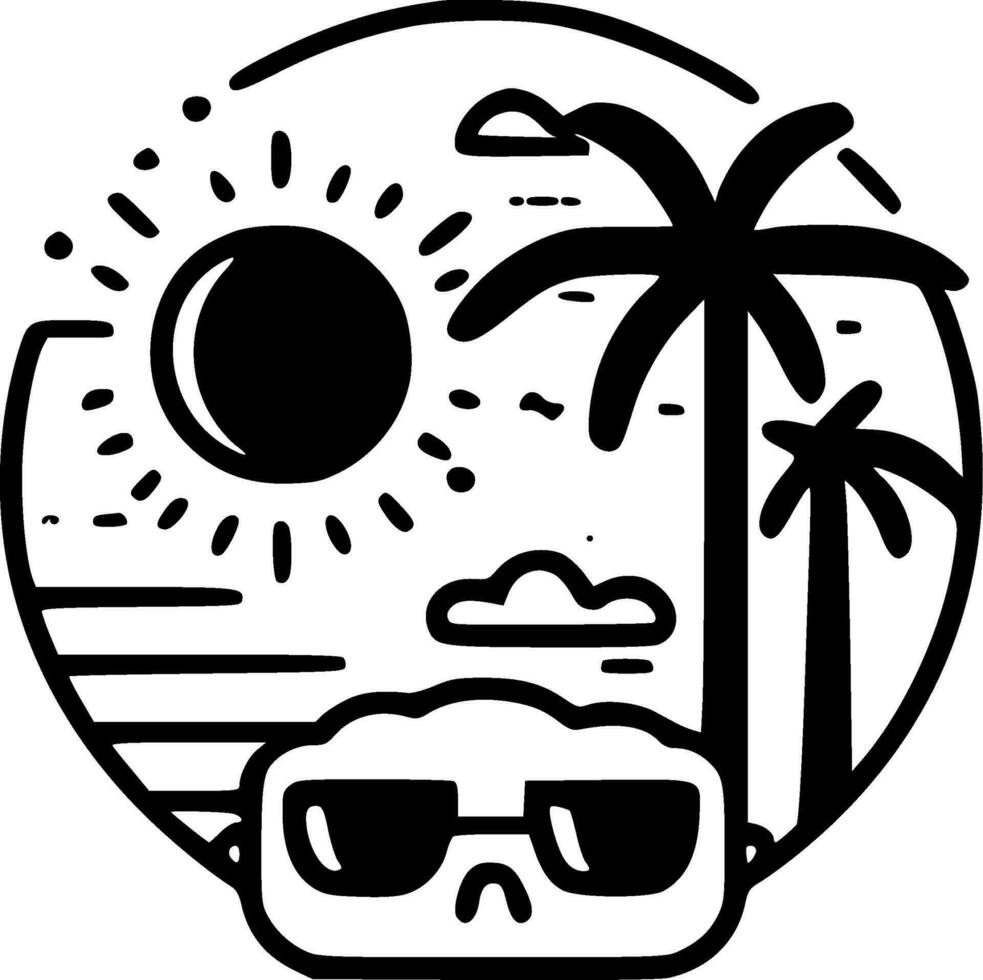 Summer - Black and White Isolated Icon - Vector illustration