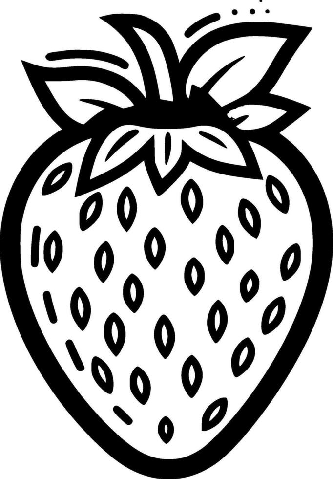 Strawberry, Black and White Vector illustration