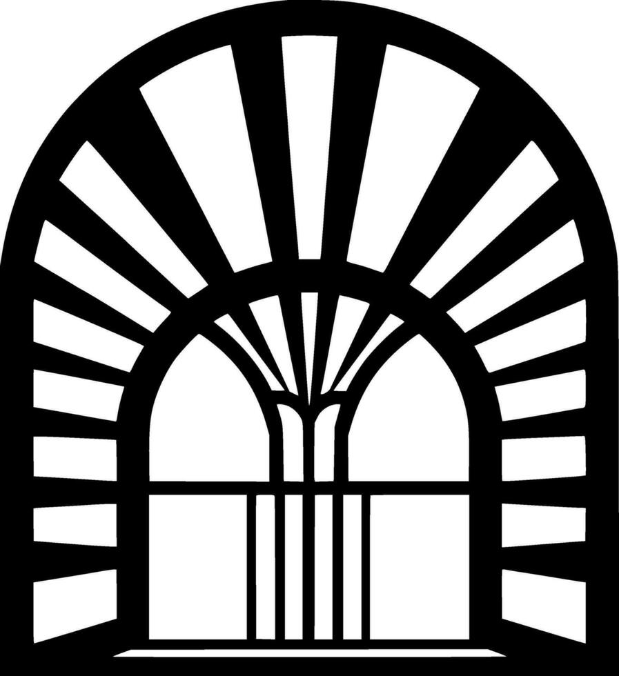 Stained Glass, Black and White Vector illustration