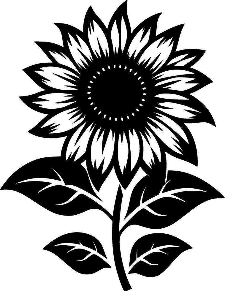 Sunflower, Black and White Vector illustration 28808379 Vector Art at ...