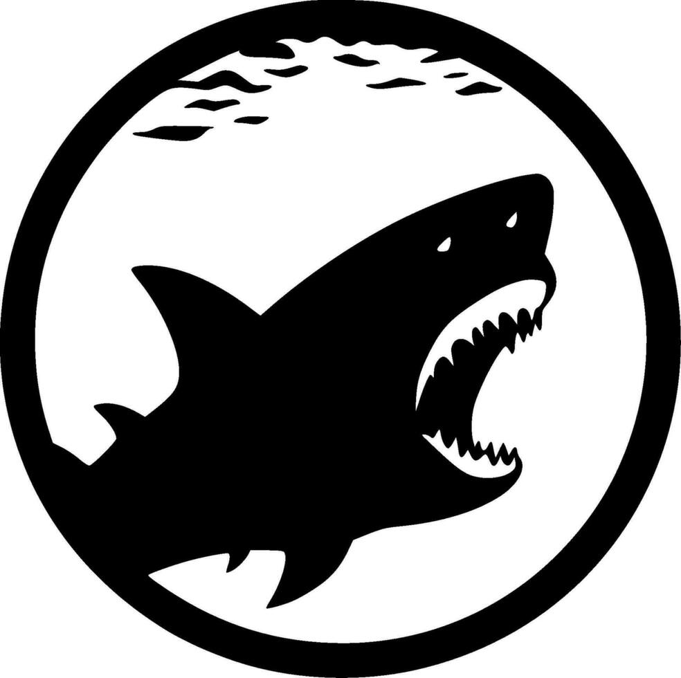 Shark - Black and White Isolated Icon - Vector illustration