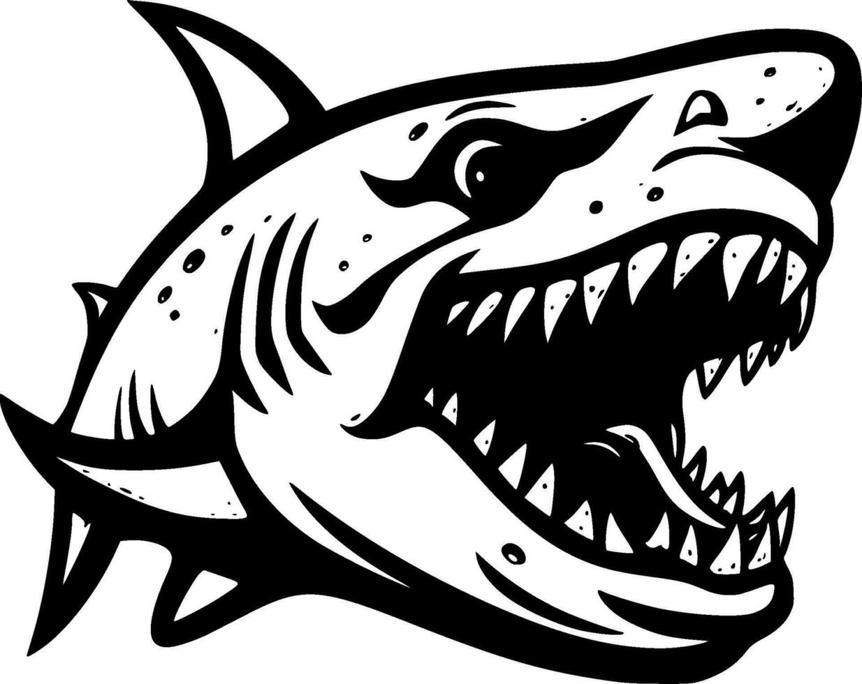 Shark - Black and White Isolated Icon - Vector illustration