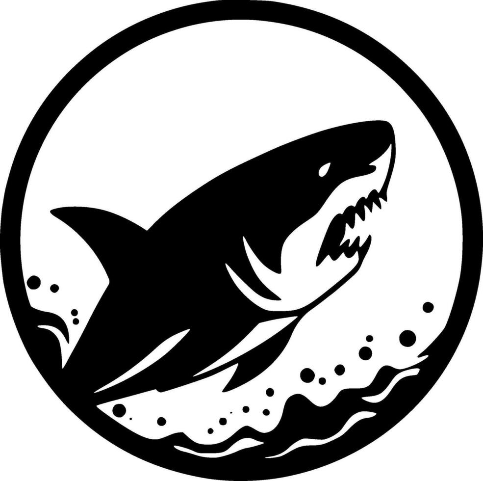 Shark, Black and White Vector illustration
