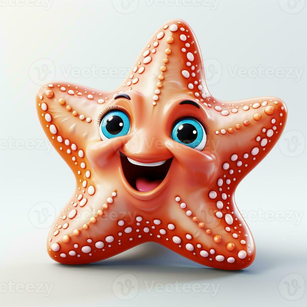 3d cartoon cute starfish ai photo