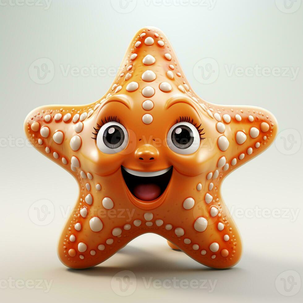 3d cartoon cute starfish ai photo