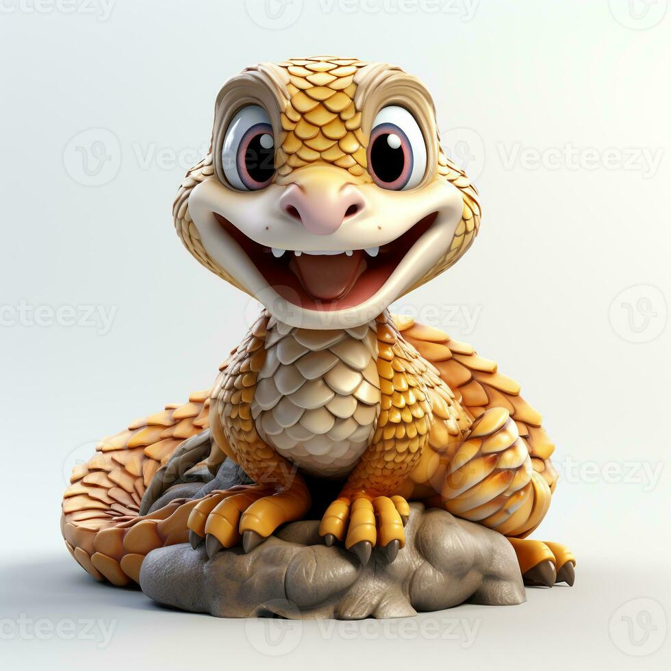 3d cartoon cute cobra snake ai photo