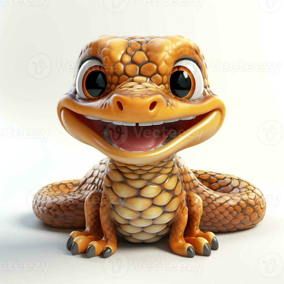 3d cartoon cute cobra snake ai photo