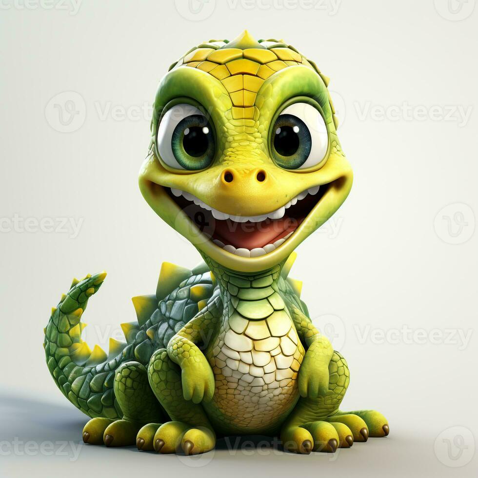 3d cartoon cute cobra snake ai photo