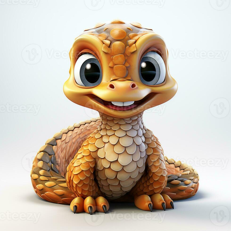 3d cartoon cute cobra snake ai photo