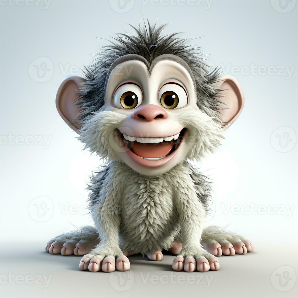 3d cartoon cute baboon ai photo