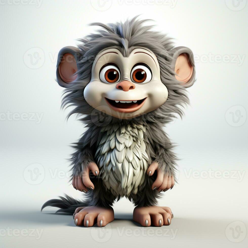 3d cartoon cute baboon ai photo