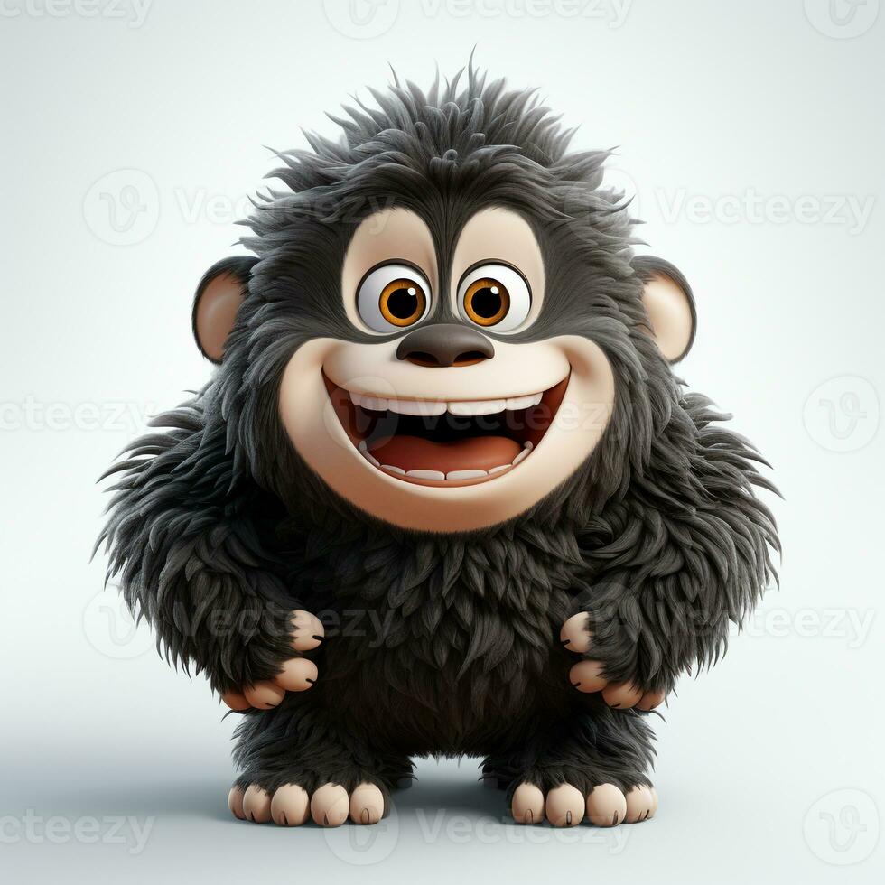 3d cartoon cute gorilla ai photo