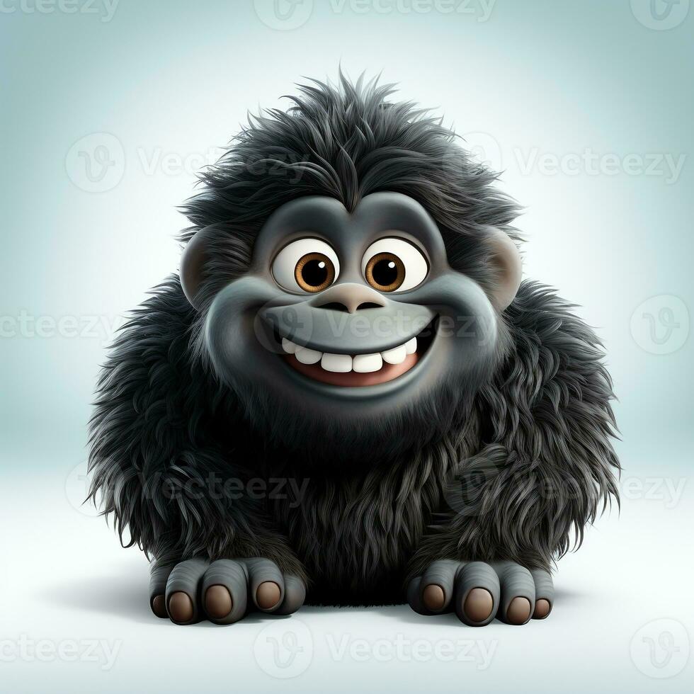 3d cartoon cute gorilla ai photo