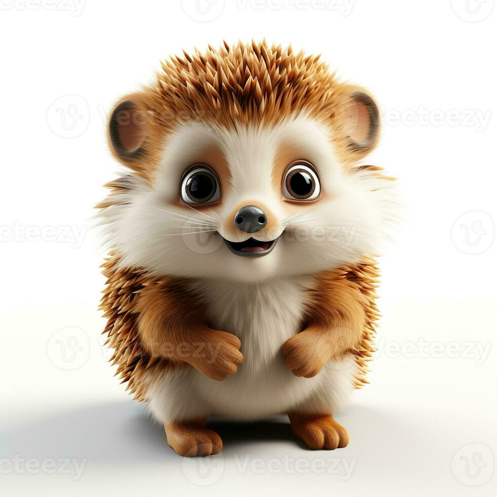 3d cartoon cute hedgehog ai photo