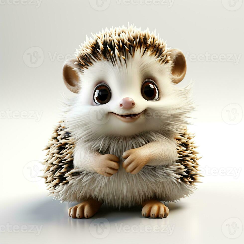 3d cartoon cute hedgehog ai photo