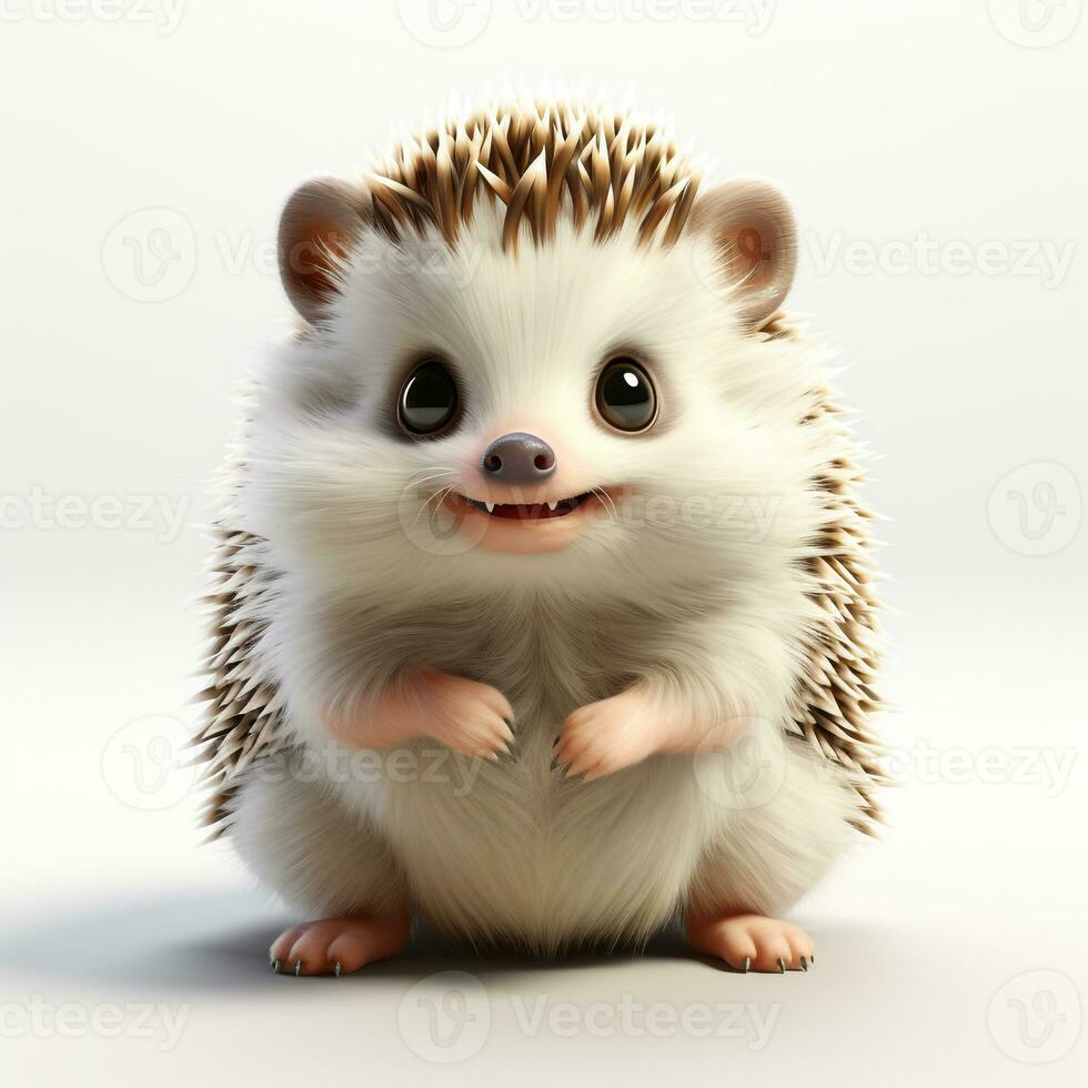 3d cartoon cute hedgehog ai photo