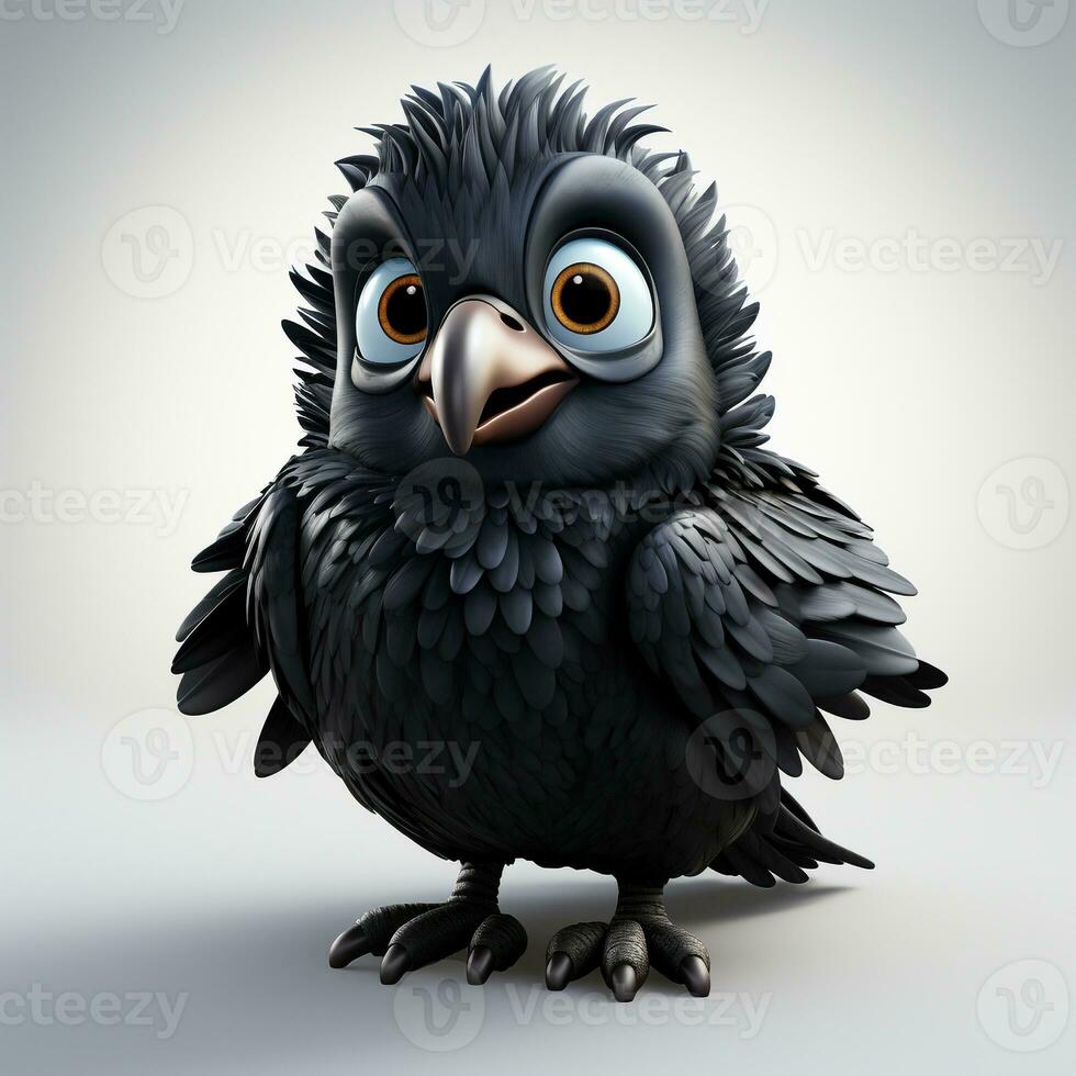 3d cartoon cute crow ai photo