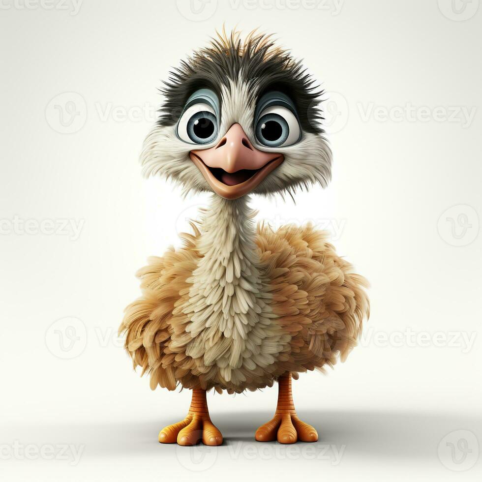 3d cartoon cute ostrich ai photo