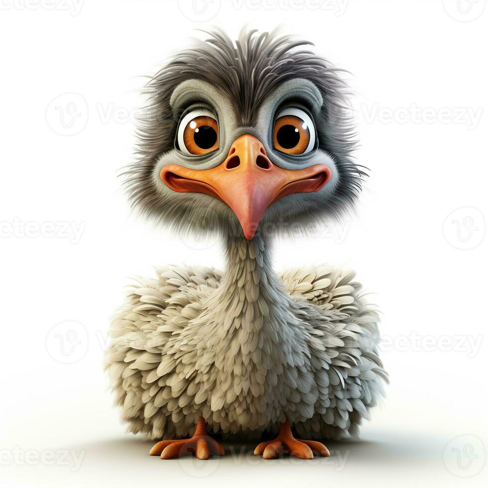 3d cartoon cute ostrich ai photo