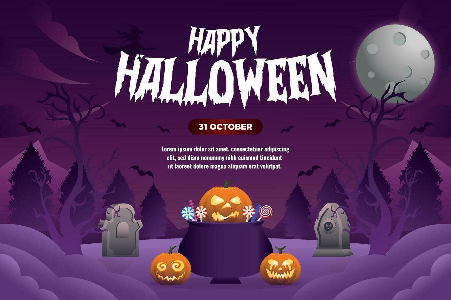 Vector Happy Halloween Background Template V4