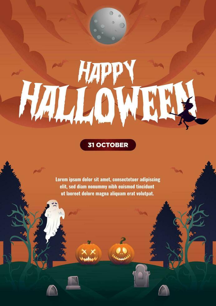 Poster Template Happy Halloween Background vector