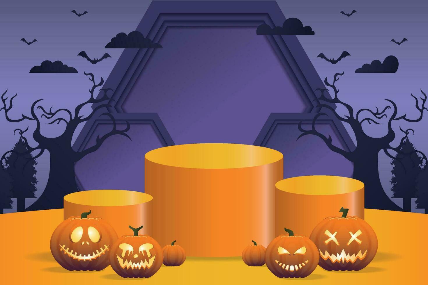 Vector Template Happy Halloween Podium Display