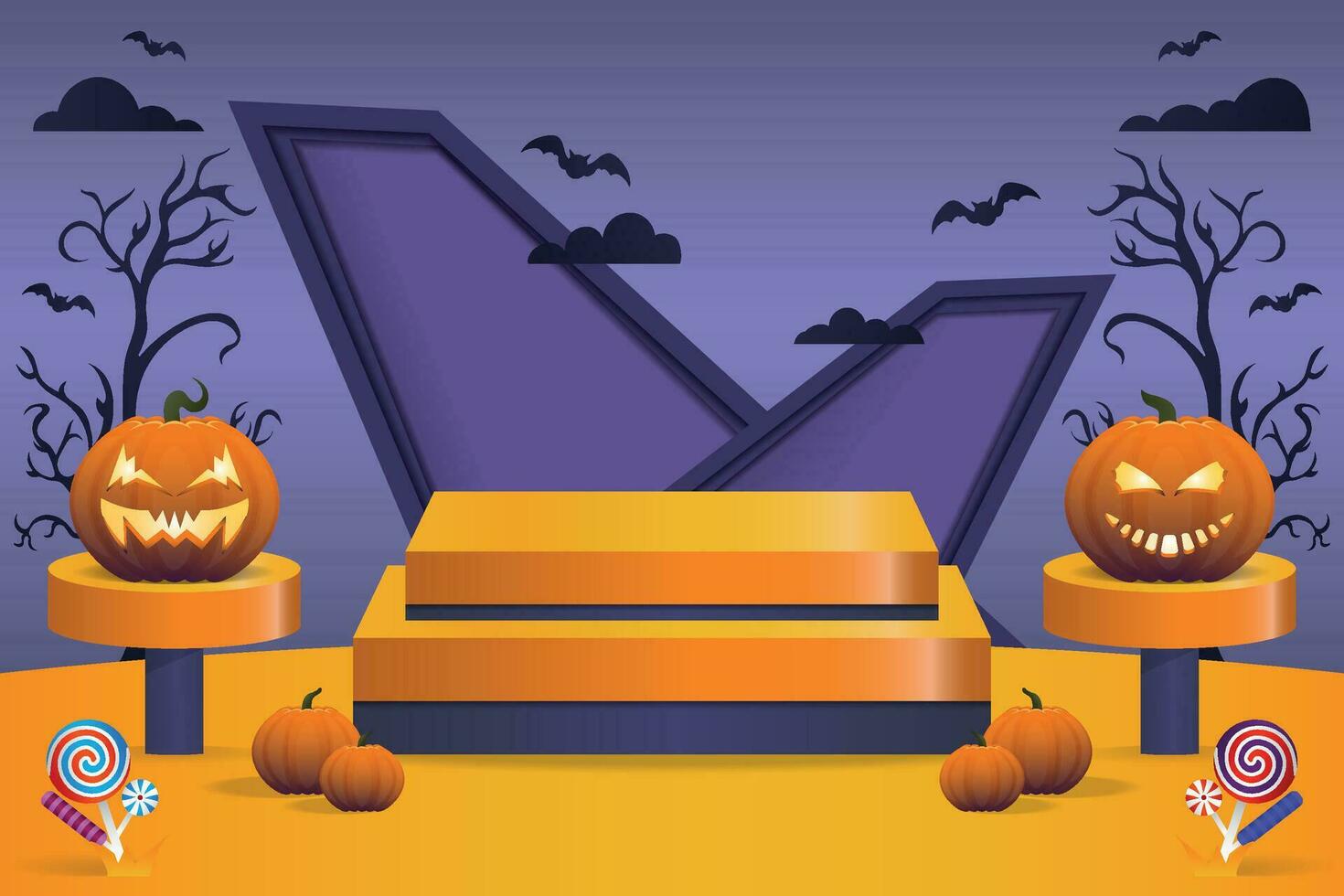 Vector Template Happy Halloween Podium Display