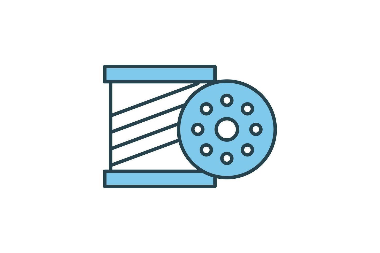 Bobbin icon. Icon related to textiles, sewing and component in sewing machines. Flat line icon style. Simple vector design editable