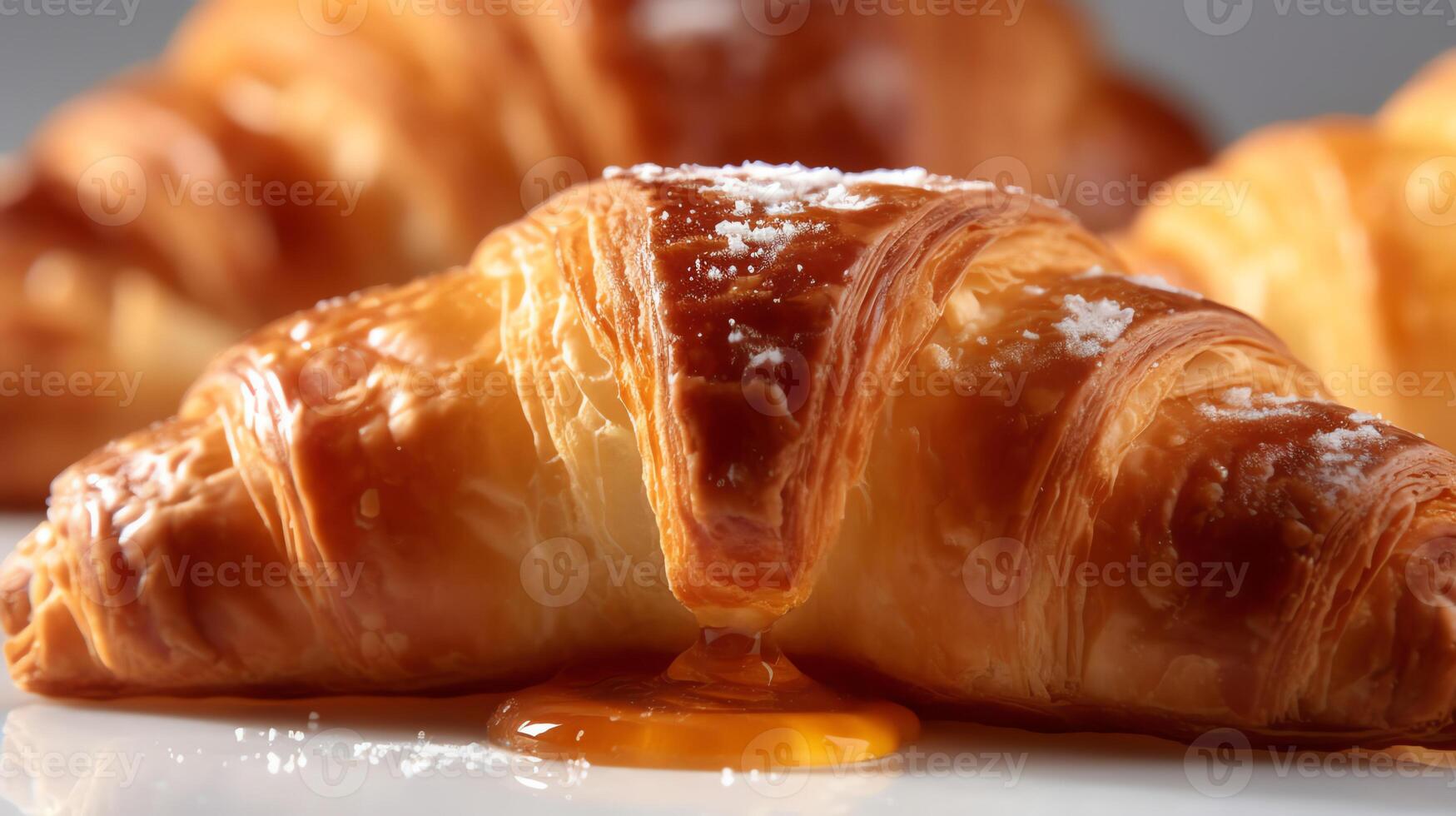 a close up croissant on white background photo