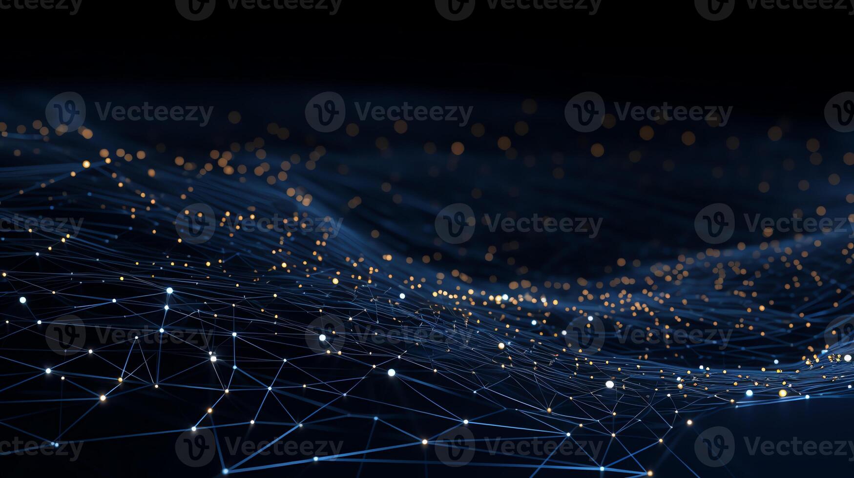 a dark blue geometric abstract background with lines and dots photo