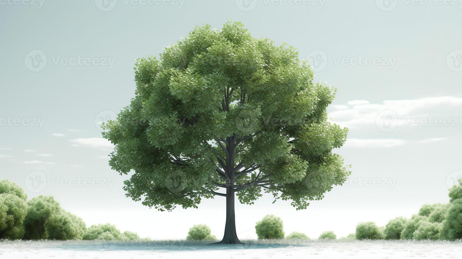 single green tree on a white background photo