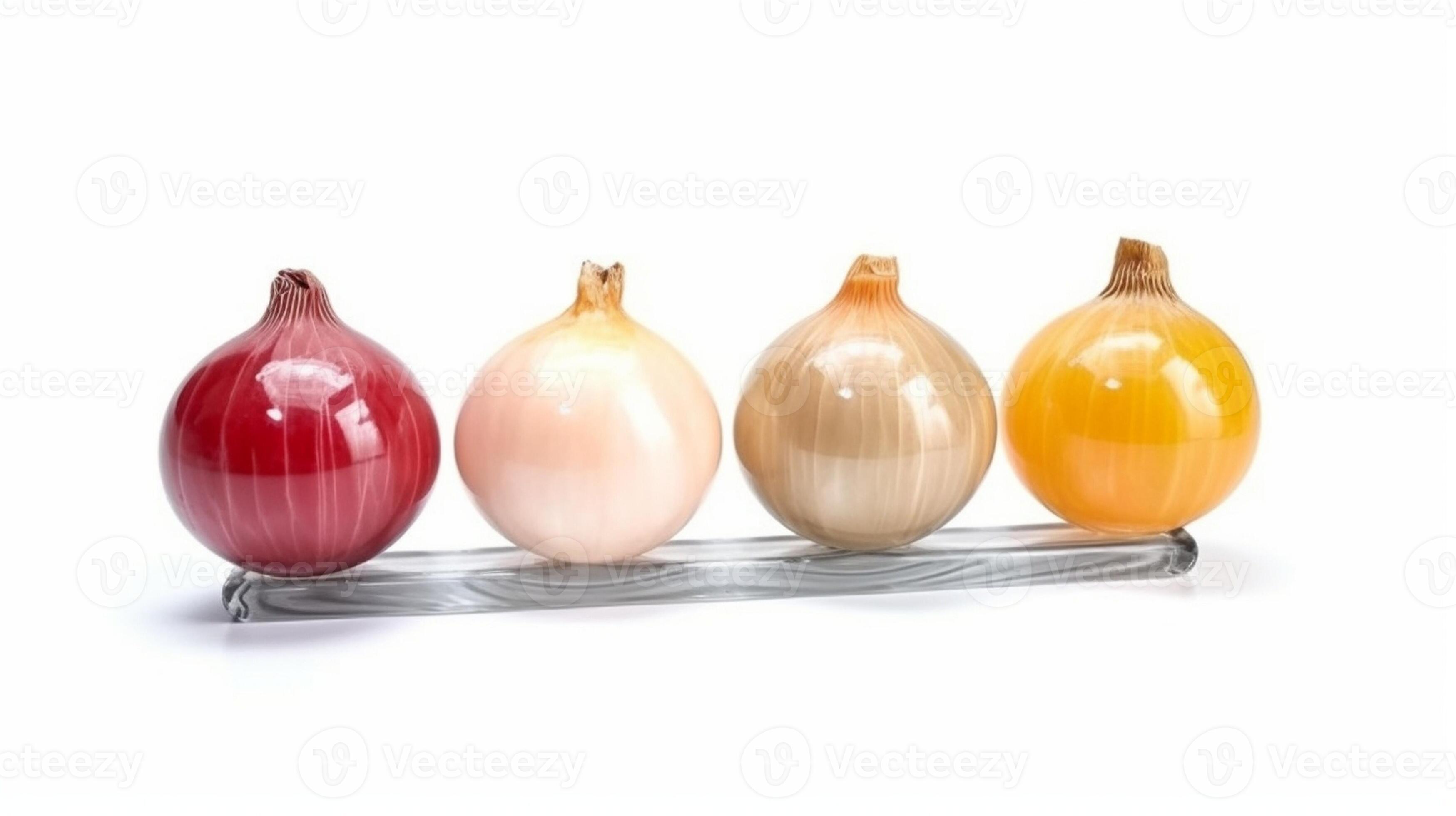 AI Generative three onions in vacuum pack isolated on white background