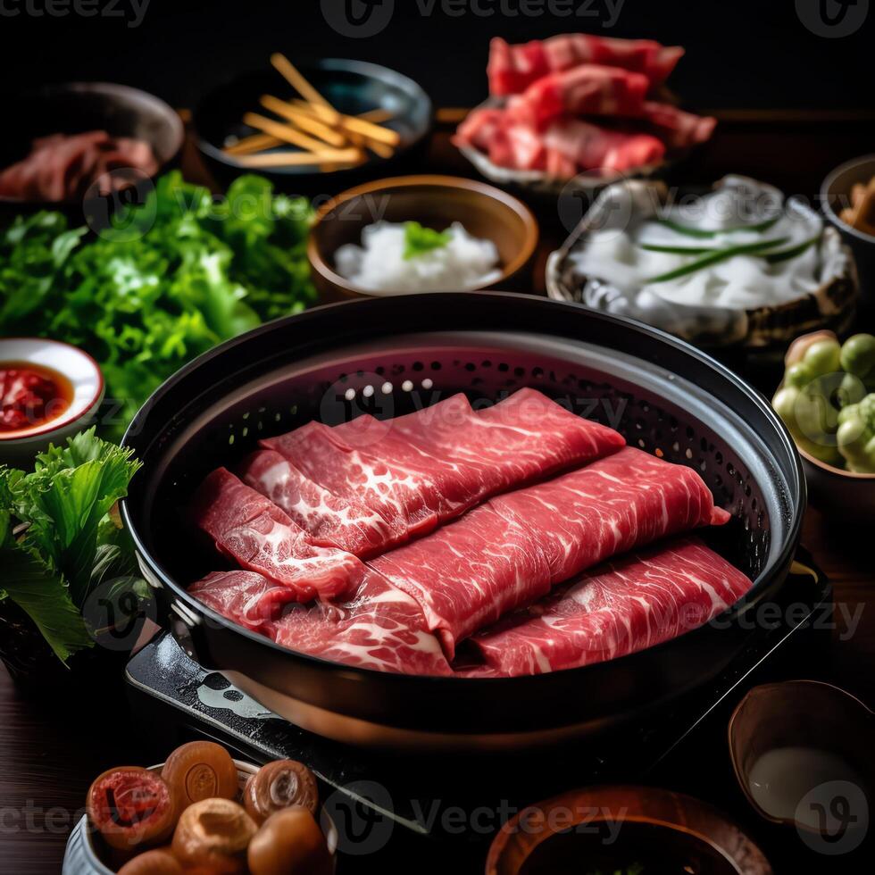 a Shabu Shabu with blur background photo