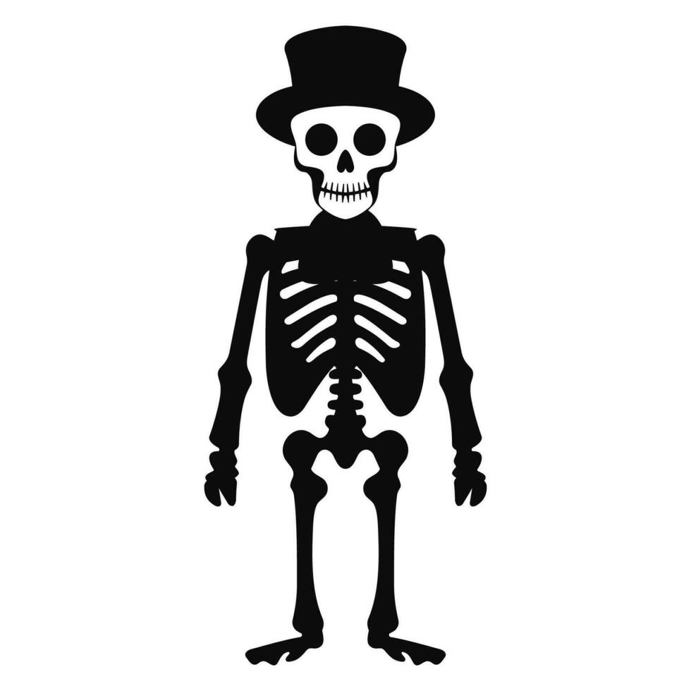 Cute skeleton silhouette vector