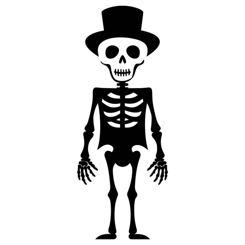 Cute skeleton silhouette vector