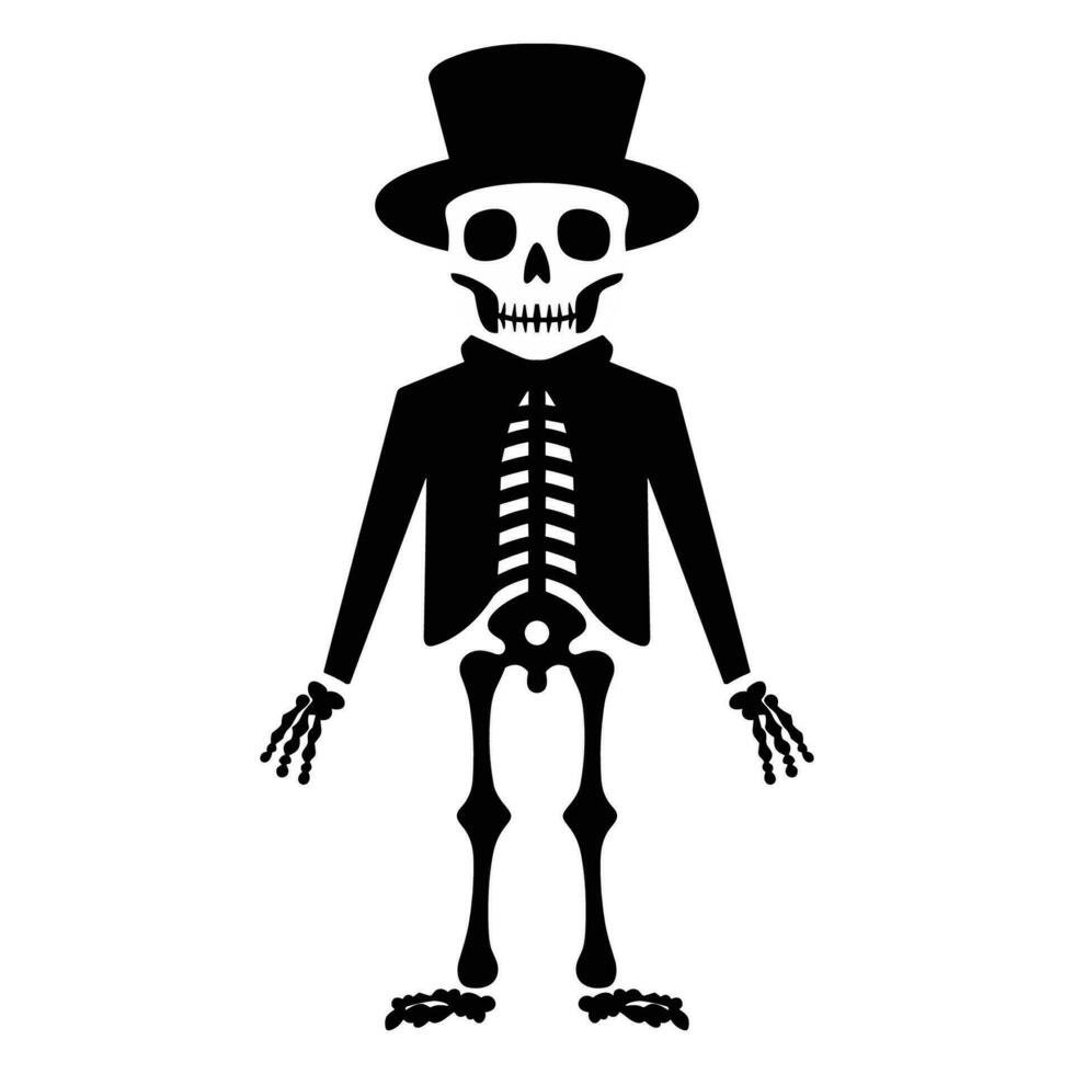 Cute skeleton silhouette vector