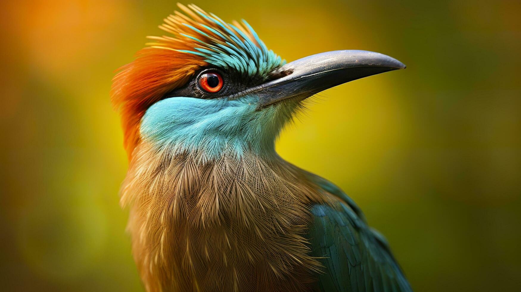 Turquoise Browed Motmot in vibrant colors. Generative AI photo