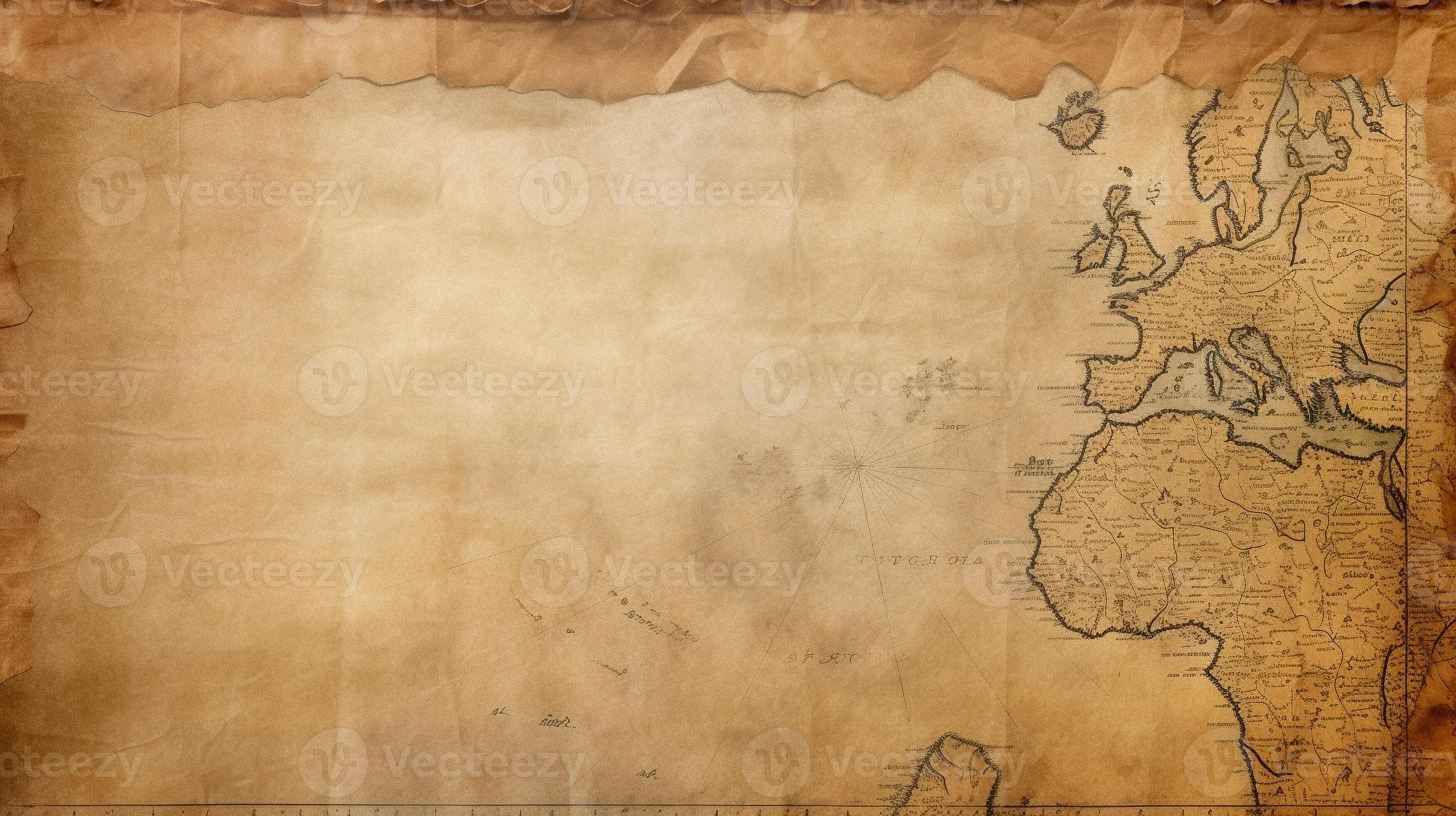 AI Generative old world map isolated on white background with clipping