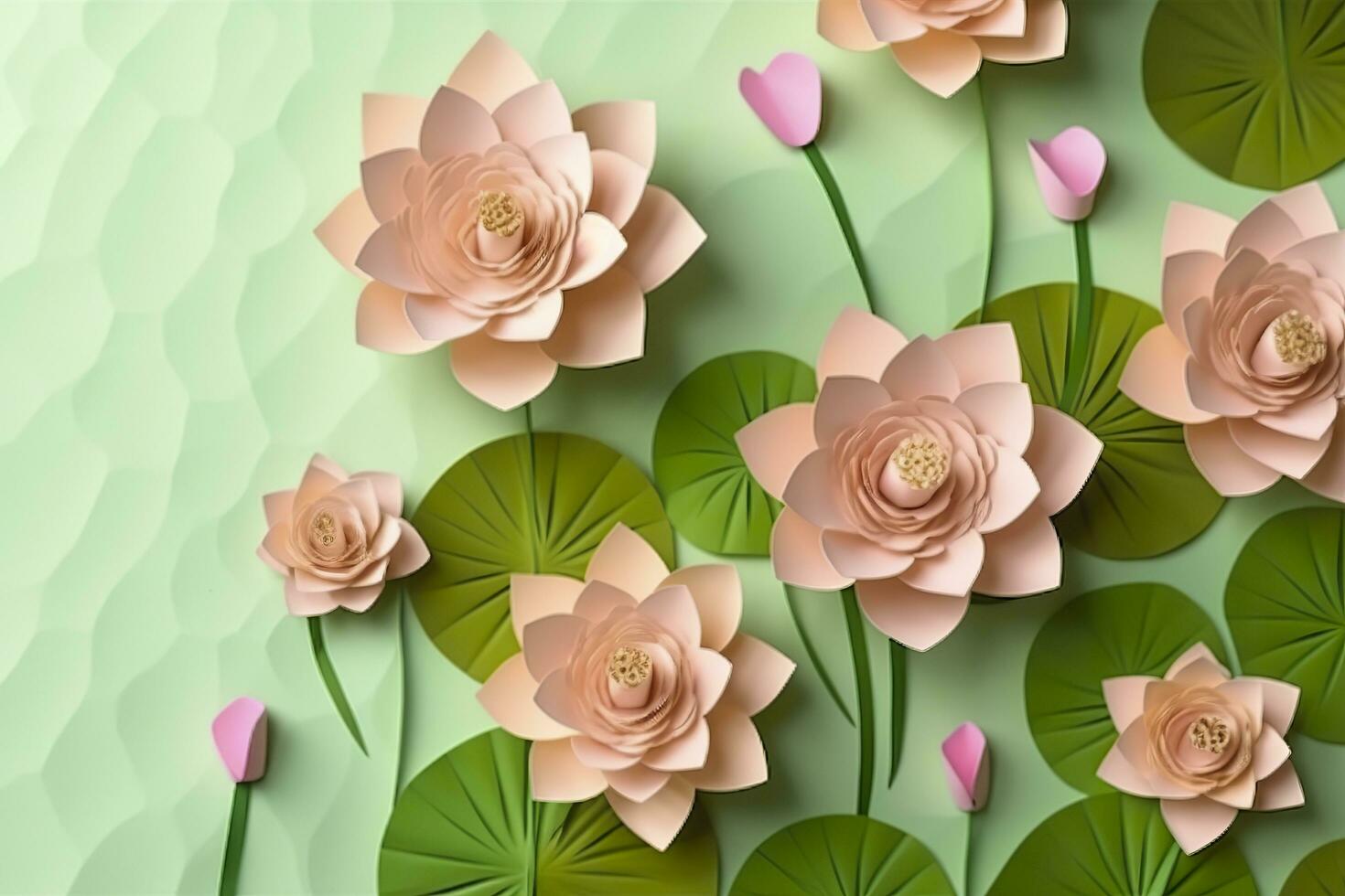 Lotus Flowers. A Shadow Box Paper Craft. Generative AI photo