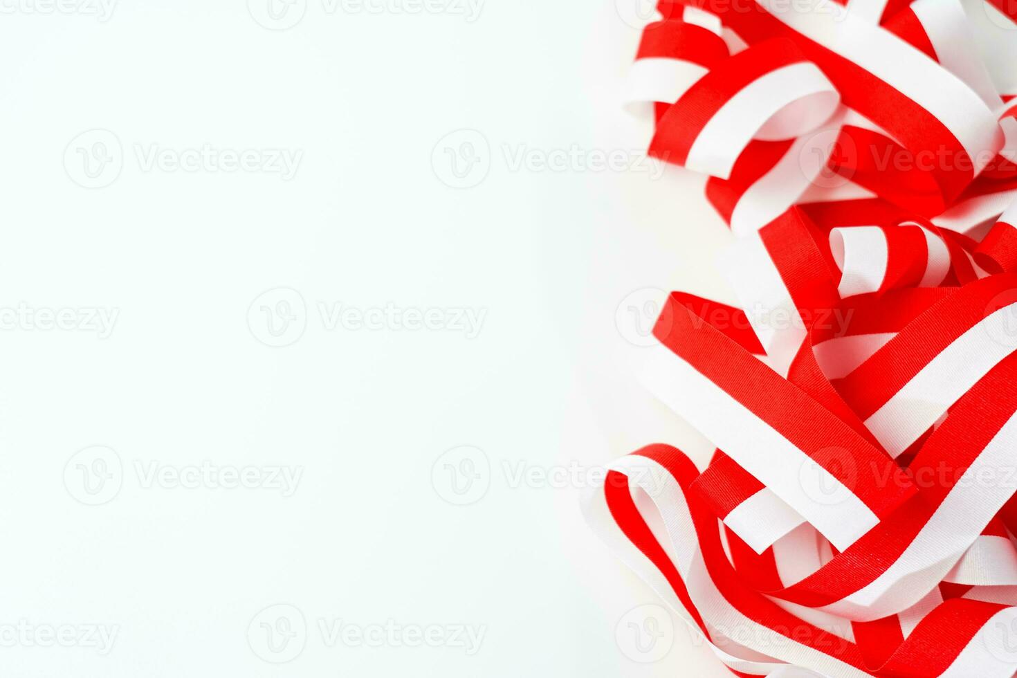 ribbon red white Indonesia independence day isolated on white background photo