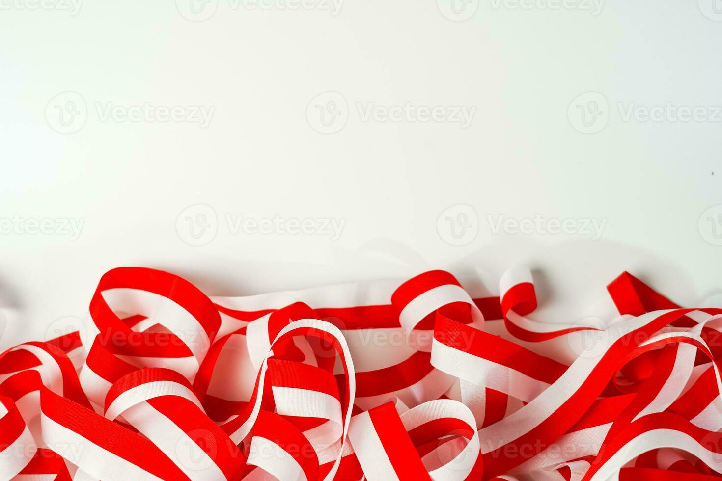 ribbon red white Indonesia independence day isolated on white background photo