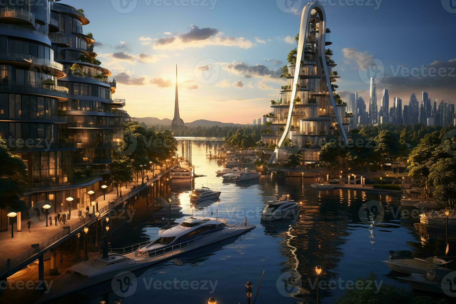 City level landmark, symbolizing the power of a sailboat, huge and towering, dynamic, car city, modern landscape design. AI generative photo